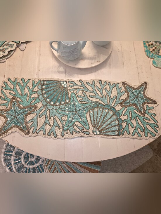 Coastal Collection Other - Coastal Collection Beaded Seashell Table Runner